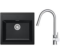 Conjunto fregadero Tectonite Franke Sirius 114.0205.049, grifo de cocina Oltens Litla 35204100