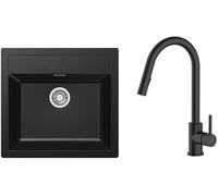 Conjunto fregadero Tectonite Franke Sirius 114.0205.049, grifo de cocina Oltens Litla 35204300