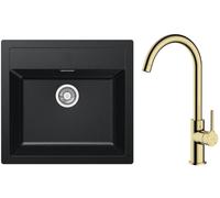 Conjunto fregadero Tectonite Franke Sirius 114.0205.049, grifo de cocina Oltens Skafta 35206800