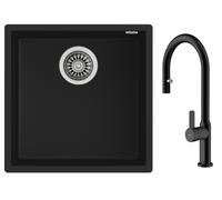 Conjunto fregadero Tegranit Teka Square 115230025, grifo de cocina Teka Oval 116020015