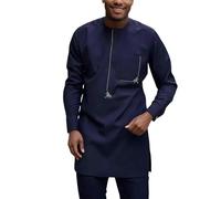 Conjunto genérico africano para hombres camiseta y pantalón para hombre africano traje tribal tradicional una fusión entre herencia y moda contemporánea ahumado hombre, Azul oscuro., XXL