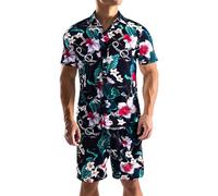 Conjunto genérico camisa hombre manga corta 3D estampado tropical y pantalones cortos de playa verano hawaiano para vacaciones junto al mar salida al aire libre conjunto de correr ligero transpirable
