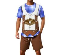 Conjunto genérico de 2 piezas para hombre, traje tradicional bávaro, camiseta de manga corta y pantalones cortos, conjunto de verano, traje de fiesta de cerveza, para hombres, fiesta de cerveza