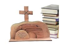 Conjunto genérico de escena de resurrección de Pascua, escena de Pascua de tumba vacía, decoraciones de resurrección de tumbas vacías de cruz cristiana, escena de Pascua de madera, 25,5x20cm