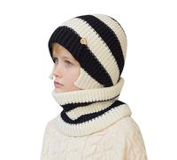 Conjunto genérico de invierno para niños, gorro mitones de punto cálido, 4-10 años, regalo de nieve al aire libre, blanco, Talla única