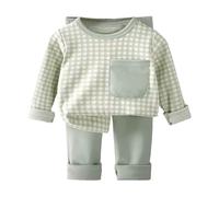 Conjunto genérico de llegada otoño/ropa de hogar infantil para niña y niño, pijama polar con capa interior cálida para noches acogedoras (Light Green, 3-4 años)