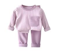 Conjunto genérico de llegada otoño ropa de hogar infantil para niña y niño, pijama polar con capa interior cálida para noches acogedoras (Purple, 12-18 months)