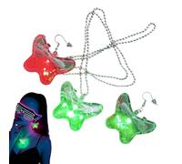 Conjunto genérico de pendientes y collar | retro con carga USB | Pendientes de caída LED luminosos - para cumpleaños, bodas, fiestas, citas, bares, madres, hermanas, Se référer au descriptif