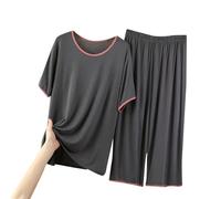 Conjunto genérico de pijama de verano para mujer en casual ropa de dormir para mujer, ropa de dormir casual de dos piezas, color liso, camiseta y pantalones largos suaves, cuello redondo, 2026, a, XXL