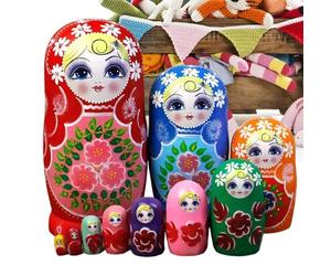 Conjunto genérico de S apilables - 10 piezas de figuras Matryo shka de madera, juguete hecho a mano, rompecabezas educativo con sistema de montaje en capas | aprendiendo actividades lúdicas