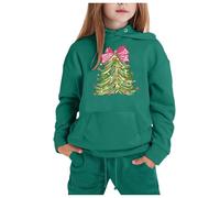 Conjunto genérico de trajes de Navidad para niños con capucha y pantalones de manga larga con estampado de Navidad CuHK para niños (Dark Green,2-3 años)