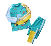 Conjunto genérico Due Pezzi da Bagno Ragazzo Con Maglietta Manica Lunga e Pantaloni Lunghi Protezione Solare per Surf Estate 2026, verde, 9-10 años