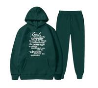 Conjunto genérico para hombre casual suelto con capucha pantalones versátiles para todas las estaciones tema Jesús traje casual cómodo estilo único para creyentes, Dark Verde, XXXL