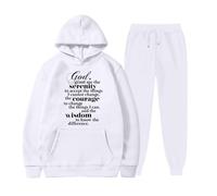 Conjunto genérico para hombre casual suelto con capucha pantalones versátiles para todas las estaciones tema Jesús traje casual cómodo estilo único para creyentes, blanco, L