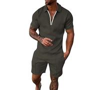 Conjunto genérico para hombre, conjunto de running, deporte, chándal de verano para hombre, conjunto de running, camiseta + pantalones, mono de deporte, manga corta flexible personalidad, gris, S