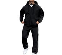 Conjunto genérico para hombre, holgado, cómodo, transpirable, ideal para verano, primavera, actividades diarias al aire libre, este atuendo ligero, conjunto versátil para hombre, Le Noir, XXXL