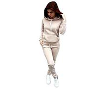 Conjunto genérico para mujer de 2 piezas de chándal deportivo con pantalón y capucha chándal para mujer, conjunto chic y elegante, conjunto impreso para mujer, ropa deportiva 2025, 02#Caqui, XL