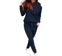 Conjunto genérico para mujer de 2 piezas de chándal deportivo con pantalón y capucha chándal para mujer, conjunto chic y elegante, conjunto impreso para mujer, ropa deportiva 2025, 04#Navy, S