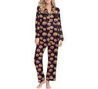 Conjunto genérico para mujer, pijama estampado humorístico, para mujer, camiseta de manga larga y pantalones cómodos, ideal para una velada cómoda, Le Noir, XXL