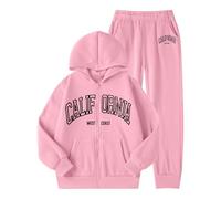 Conjunto genérico para niños, otoño e invierno, chándal con letra impresa caliente, forro y pantalón Jogger para niño, niña, ideal para todas las estaciones cómodas, 5-6 años