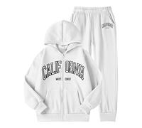 Conjunto genérico para niños, otoño e invierno, chándal con letra impresa caliente, forro y pantalón Jogger para niño, niña, ideal para todas las estaciones (11-12 años)