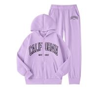 Conjunto genérico para niños, otoño e invierno, chándal con letra impresa caliente, forro y pantalón Jogger para niño, niña, ideal para todas las estaciones (7-8 años)