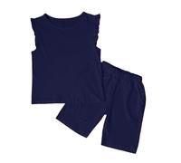 Conjunto genérico para niños, talla grande, sin mangas, color sólido, volantes, chaleco corto casual de moda, 11-12 años;