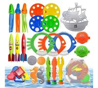 Conjunto genérico Pool Tauchspielzeug 34tlg ABS PVC - Sinkende Unterwasser Spielzeuge | Schwimmbad Tauchtraining Spiel Set Mit Netz Aufbewahrungstasche | Sommer Wasser Spiel See Bad Spaß Kinder