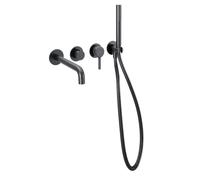 Conjunto grifo de bañera y ducha Excellent Pi AREX.1240AB, conexión de manguera con asa Excellent Pi AREX.1241AB, AREX.1243AB, AREX.SH.023AB