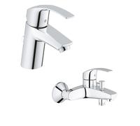 Conjunto grifo de bañera y ducha Grohe Eurosmart 33300002, grifo para lavabo Grohe Eurosmart 33265002