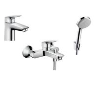 Conjunto grifo de bañera y ducha Hansgrohe Logis 71400000, grifo para lavabo Hansgrohe Logis 71100000, 27592000