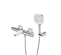 Conjunto grifo de bañera y ducha Ksuro 02 13008010, alcachofa de ducha Ksuro 02 One Click 16004010, 37200100, 19001010