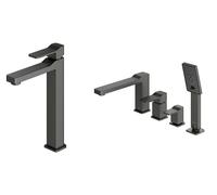 Conjunto grifo de bañera y ducha Omnires Slide SL7732GR, grifo para lavabo Omnires Slide SL7712GR