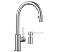 Conjunto grifo de cocina Blanco Candor-S 523121, dispensador de líquidos Blanco Lato 525809