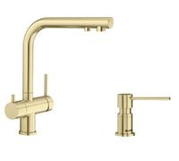Conjunto grifo de cocina Blanco Fontas II 526692, dispensador de líquidos Blanco Lato 526699