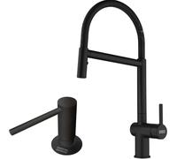 Conjunto grifo de cocina Franke Active Semi Pro Spray 115.0653.409, dispensador de líquidos Franke Comfort 112.0753.277