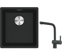 Conjunto grifo de cocina Franke Atlas 115.0550.427, fregadero de granito Franke Maris 125.0687.249