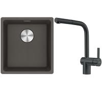 Conjunto grifo de cocina Franke Atlas 115.0550.427, fregadero de granito Franke Maris 125.0716.374