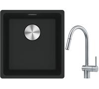 Conjunto grifo de cocina Franke Atlas 115.0590.047, fregadero de granito Franke Maris 125.0687.248