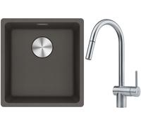 Conjunto grifo de cocina Franke Atlas 115.0590.047, fregadero de granito Franke Maris 125.0716.374