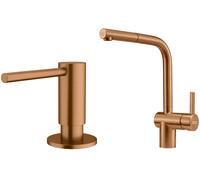 Conjunto grifo de cocina Franke Atlas 115.0628.208, dispensador de líquidos Franke Atlas 112.0717.104