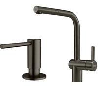 Conjunto grifo de cocina Franke Atlas 115.0628.210, dispensador de líquidos Franke Atlas 112.0717.103