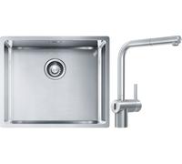 Conjunto grifo de cocina Franke Atlas Neo Sensor 115.0625.523, fregadero de acero Franke Box 127.0453.656