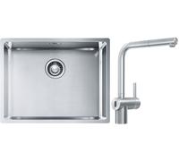 Conjunto grifo de cocina Franke Atlas Neo Sensor 115.0625.523, fregadero de acero Franke Box 127.0453.660