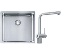 Conjunto grifo de cocina Franke Atlas Neo Sensor 115.0625.523, fregadero de acero Franke Box 127.0453.655