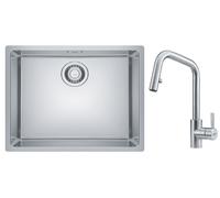Conjunto grifo de cocina Franke Eos 115.0529.207, fregadero de acero Franke Maris 122.0525.271