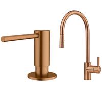 Conjunto grifo de cocina Franke Eos 115.0628.254, dispensador de líquidos Franke Atlas 112.0717.104