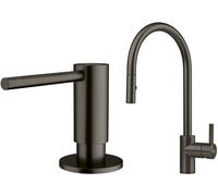 Conjunto grifo de cocina Franke Eos 115.0628.256, dispensador de líquidos Franke Atlas 112.0717.103