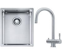 Conjunto grifo de cocina Franke Eos 120.0179.979, fregadero de acero Franke Box 127.0453.653
