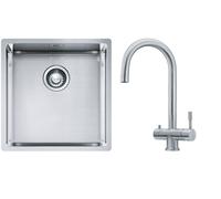 Conjunto grifo de cocina Franke Eos 120.0179.979, fregadero de acero Franke Box 127.0453.654